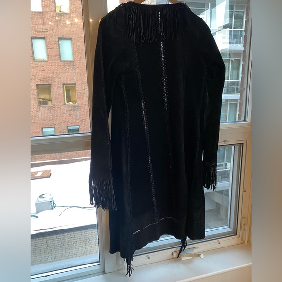 100% Suede Fringe Jacket, Black - Picture 4 of 5